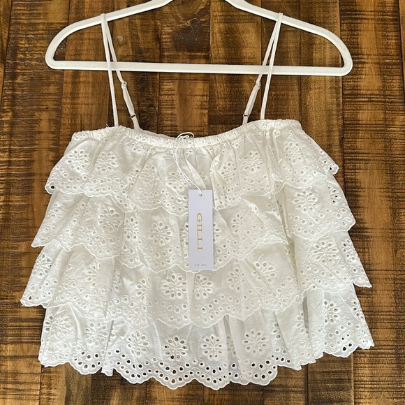 White Eyelet Ruffle Top - Picture 5 of 6